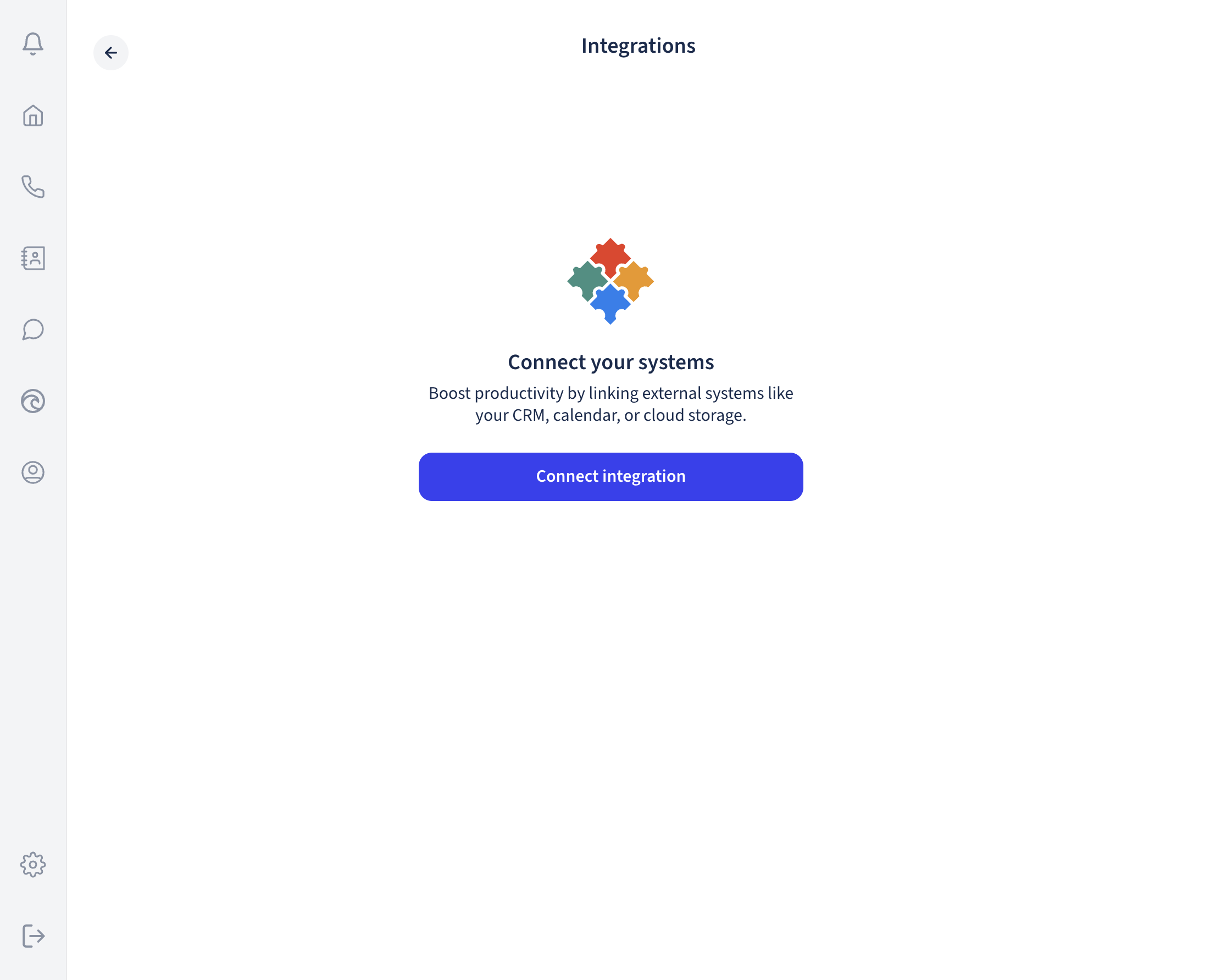 Phound Account page, Integrations section, with a Connect integration button